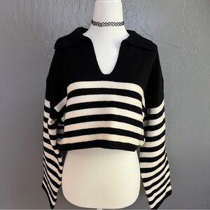 NWT Black and White Striped Women's Sweater